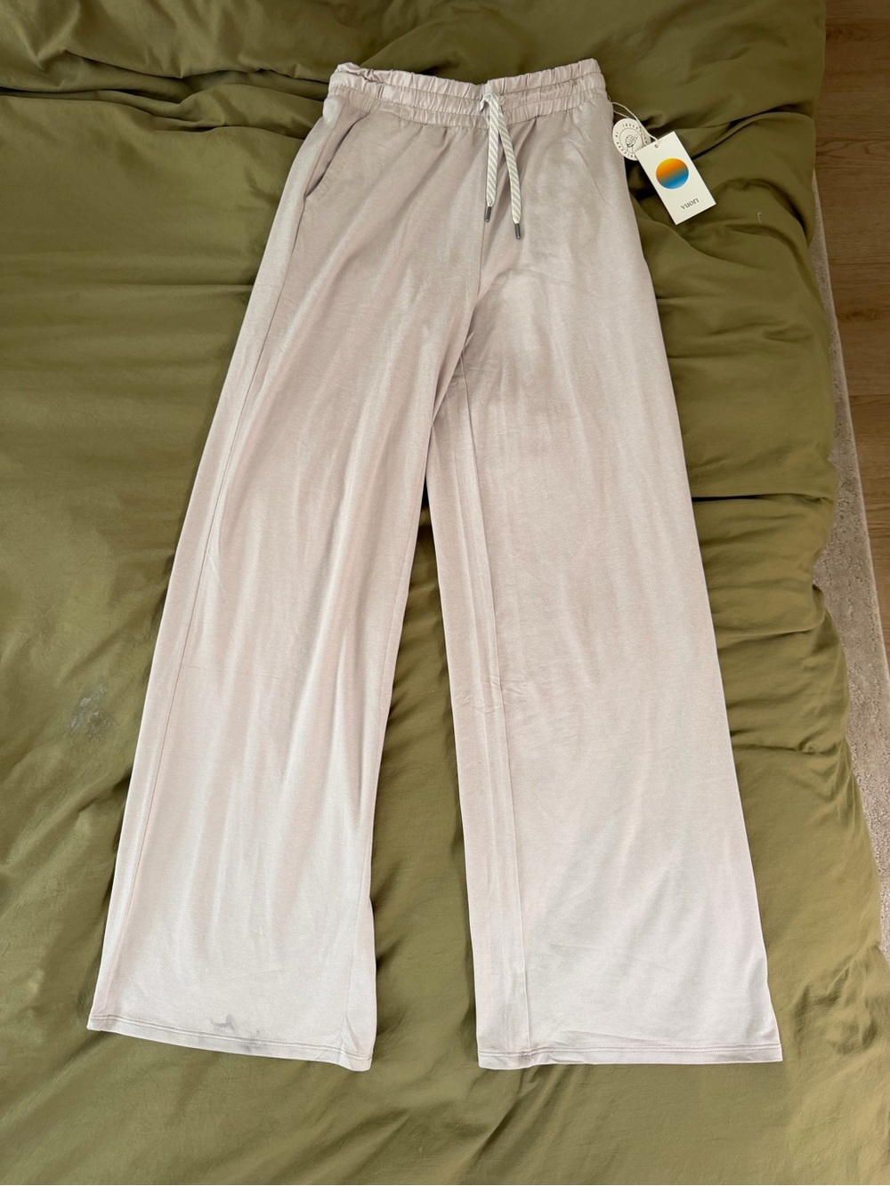 NWT Halo Essential Wideleg Pant — Ecru Heather size small - Picture 3 of 5